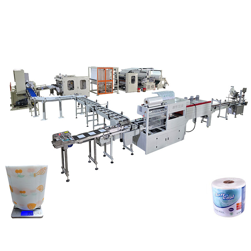 Automatic color printing handle maxi paper towel roll making machine production line
