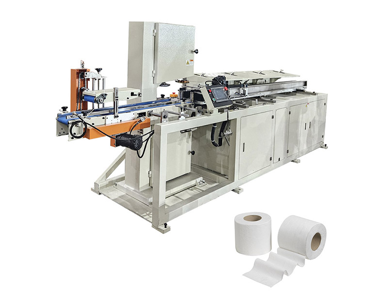 Automatic 100 cuts/min small toilet paper roll band saw cutting machine