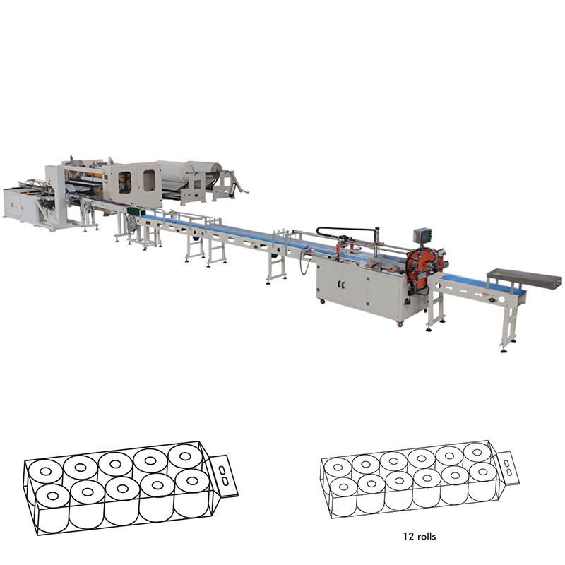 Medium output 12 rolls bundle small toilet tissue paper roll machine production line