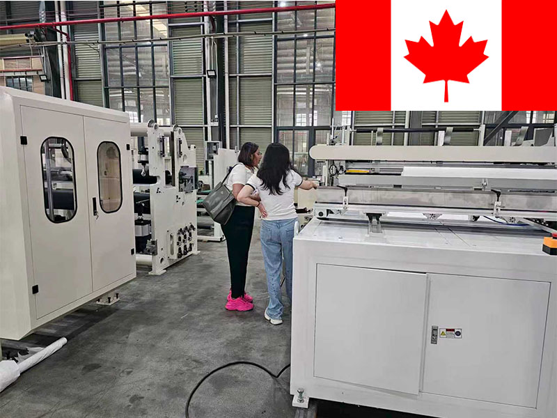 Fully automatic toilet paper/kitchen towel/maxi roll production line in Canada