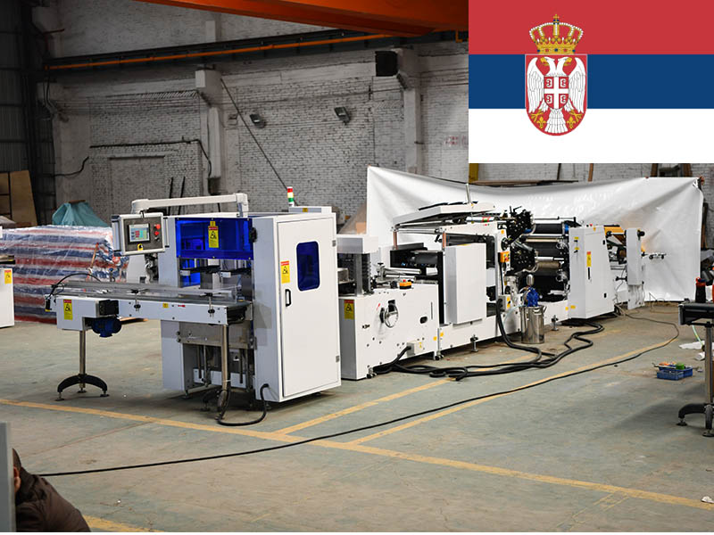 Glue lamination napkin paper making machine production line in Serbia