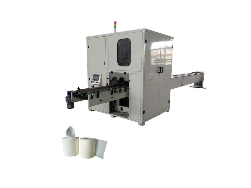Automatic double channel toilet tissue paper roll cutting machine