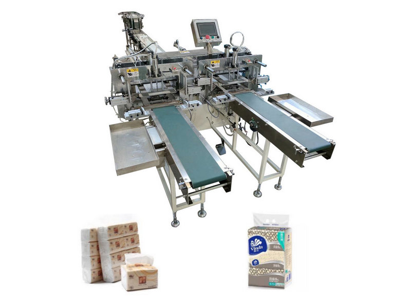 Double heads facial tissue paper multi bags packing machine