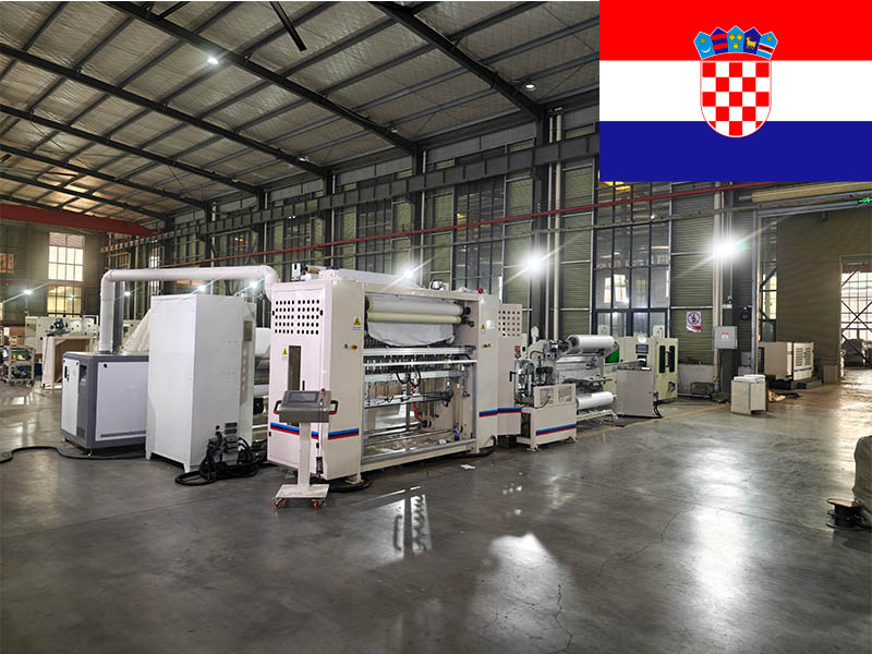 Automatic film wrapping N fold hand towel paper machine production line in Croatia