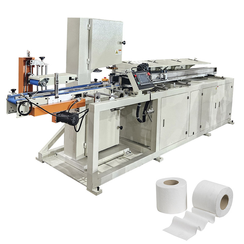 Máquina cortadora de sierra de cinta de papel higiénico pequeña de alta velocidad